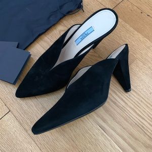 Prada black suede mules, size 8, New